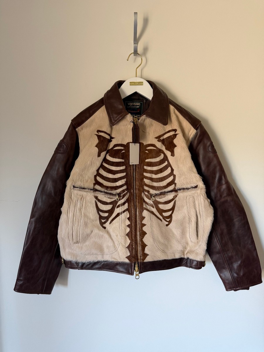 Aime Leon Dore x Vanson Skeleton Leather Jacket - Size XL - Brown