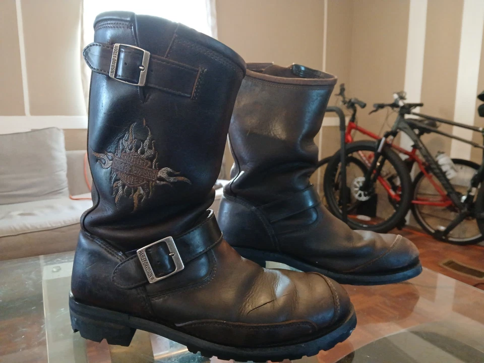 Botas de Motociclista Harley Davidson Leñador Conductor De Colección Cuero Marrón Para Hombres 11.5 Foto 2 de 4