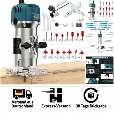Vielseitige Oberfräse 800W - Ergonomisches Design für präzises Fräsen von Holz
