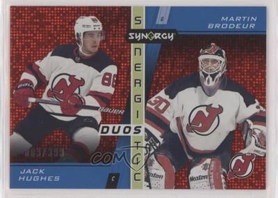 2021-22 Upper Deck Synergy Red /399 Jack Hughes Martin Brodeur #SD-17 HOF 0k9w