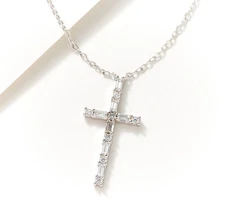 Diamonique x Courtney Khondabi Pave Cross Sterling silver Necklace