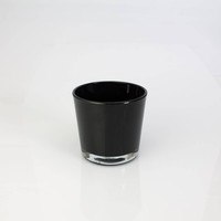 Inna-Glas Kleine Glasvase - Windlicht Alena, Schwarz, 10,5Cm, Ø 11,5Cm