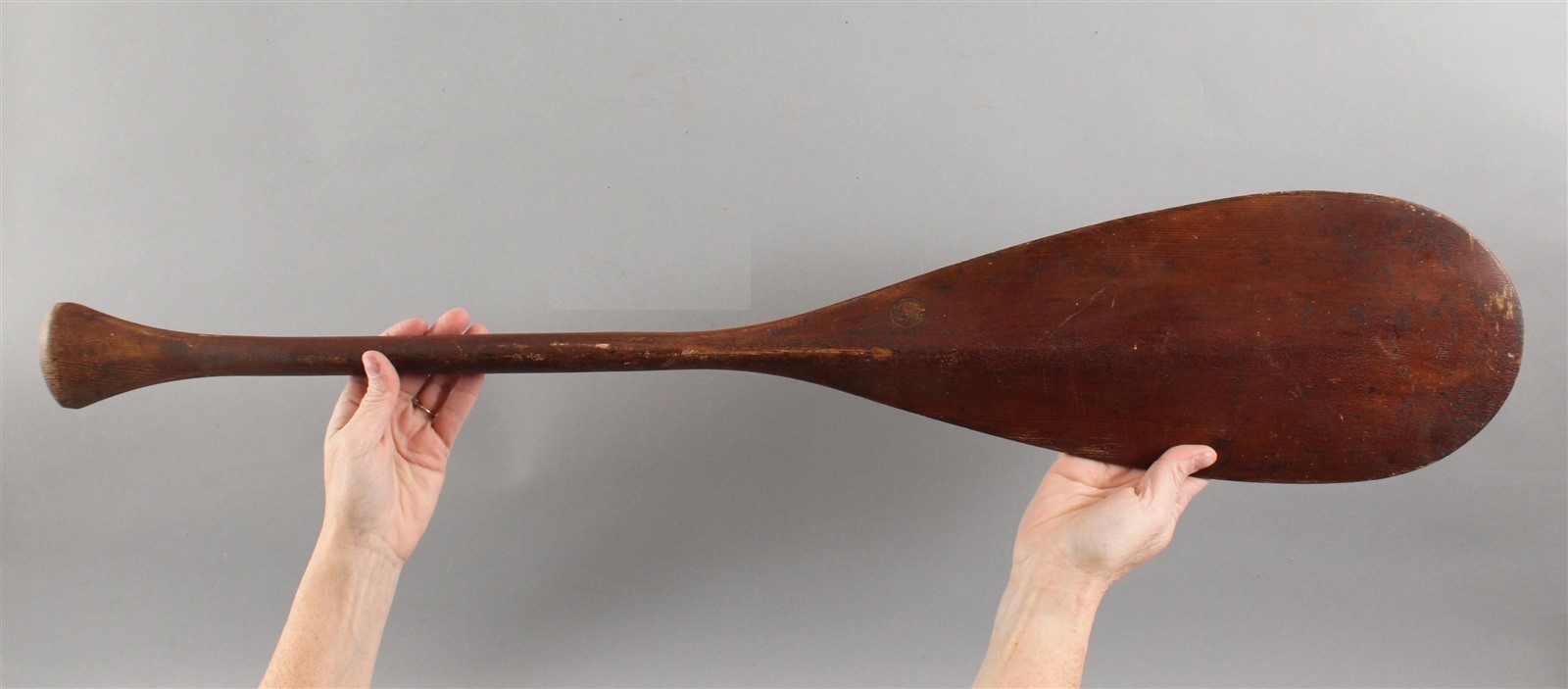 Small 36+in Antique IVER JOHNSON Wood Canoe Paddle Oar, Original Decal & Finish