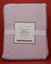Pottery Barn Belgian Teen Washed Cotton Ruffle Organic Duvet, Twin/TwinXL Pink