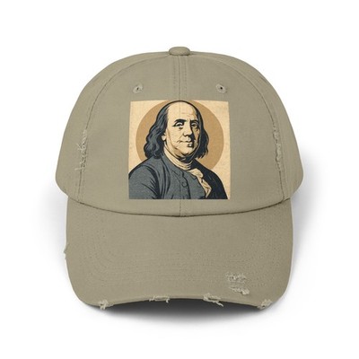 Unisex Distressed Hat Benjamin Franklin Retro Graphic Art