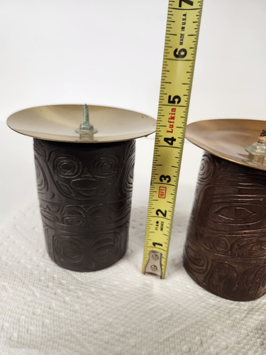 Amos Wallace Alaskan Hand Carved Totem Pillar Candle Holder Set Of 2 1969 *Read - Picture 18 of 20