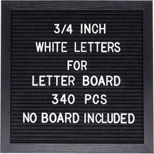 Felt Letter Board Letters Set - Pre-Cut 340pcs 3/4 Inch White 0.75 