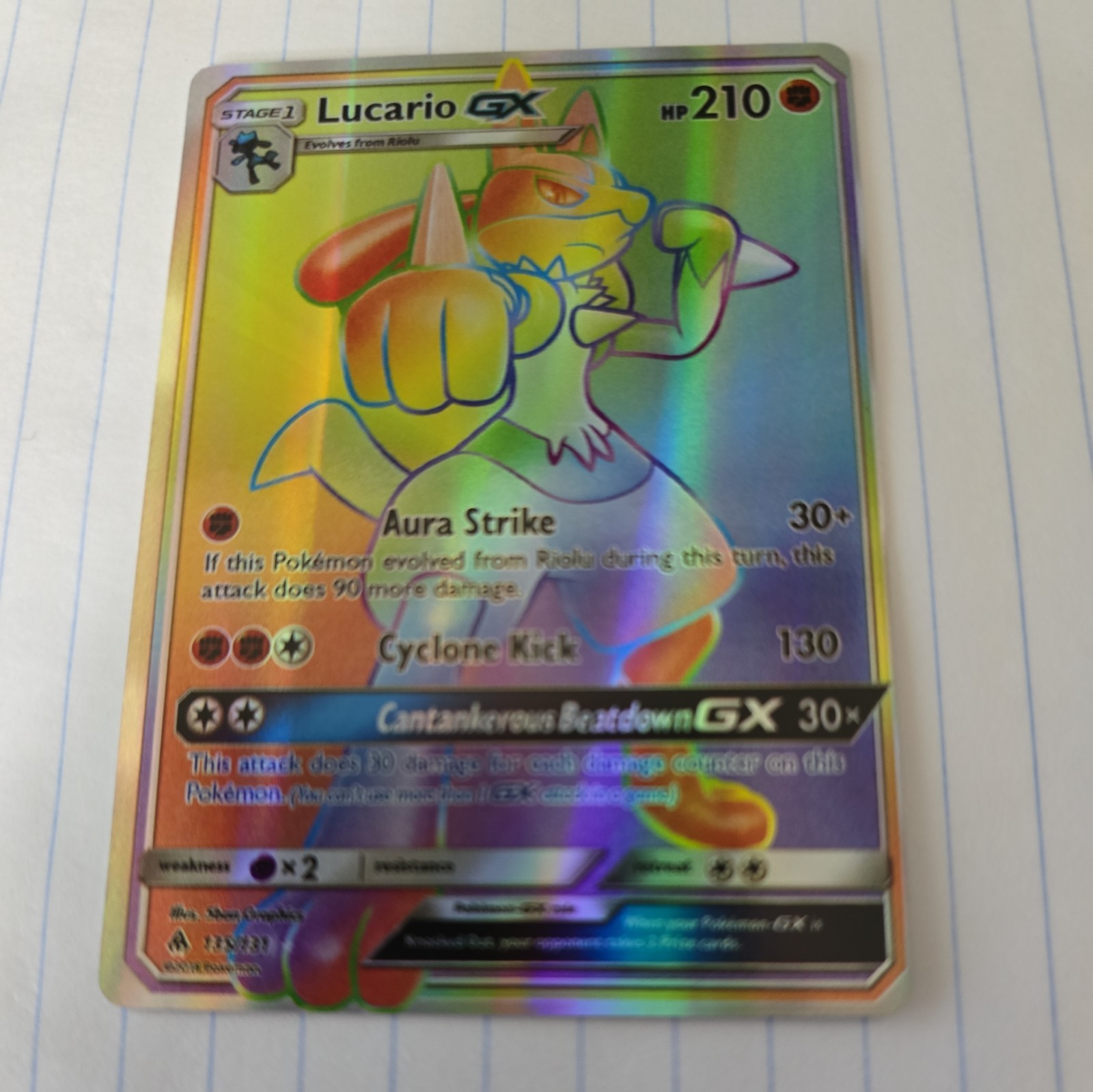 Lucario GX (Secret Rare Full Art) 135/131 Sm-Forbidden Light Holo