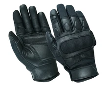 Men’s Black Leather Gloves Removeable Protective Knuckles, Motorcycle Outdoor