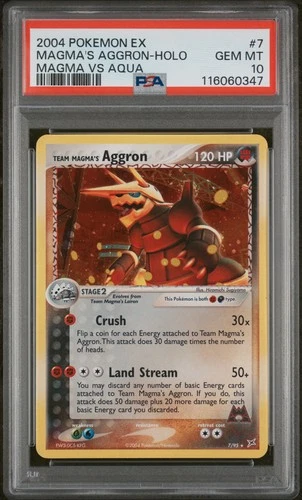 2004 POKEMON EX TEAM MAGMA VS TEAM AQUA #7 TEAM MAGMA'S AGGRON-HOLO PSA 10