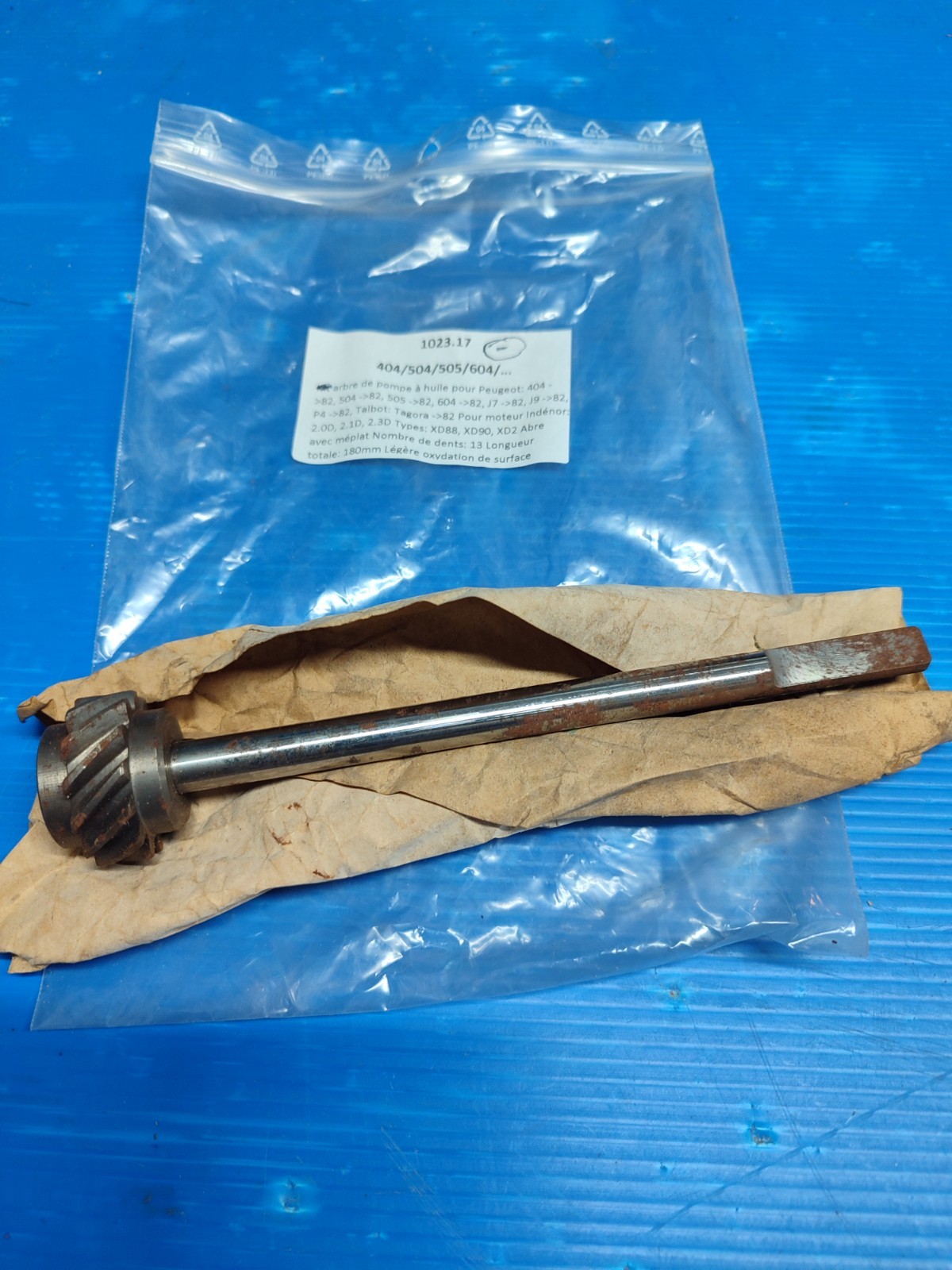 Arbre de pompe à huile Peugeot 404 504 505 J7 en acier forgé de 82mm
