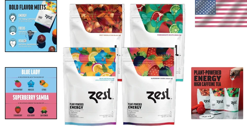 High Caffeine Tea Assortment Box - 80 Tea Bags - Image 2 of 4