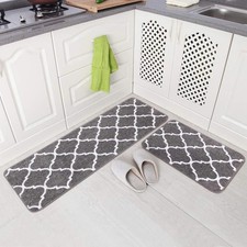 2 Piece Kitchen Rug Set Non-Slip Backing Mat Throw for Doormat Runner Set