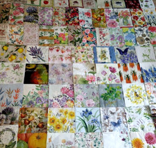 75 FLORAL STEMS, GARDEN, ORCHARD Paper Napkins  Decoupage MIXED LOT SET