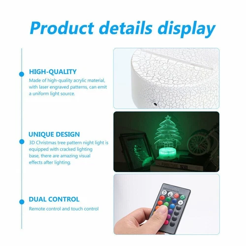 3D Illusion LED Night Light 7 Colours Bedroom Desk Kids Room Besides Decor Lamps - Picture 7 of 26