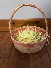 Vintage 50/60's Easter Basket Bamboo Wicker Pink Green Splints Mexico 10  Round