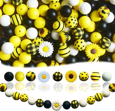 128pcs Silicone Beads Bracelet Making Kit Beads, 15mm Small