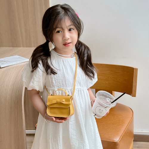 Handbag Bow Shoulder Bag Solid Color Children Small Bag Children