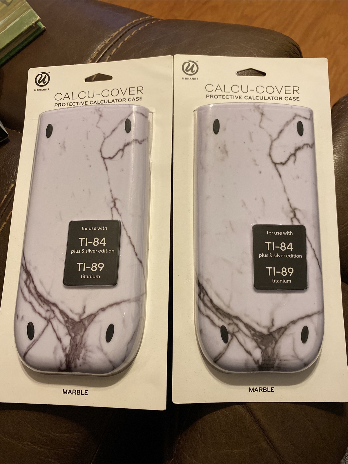 (2) Protective Calculator Case Marble Fits TI-84 Plus & Silver TI-89 Titanium