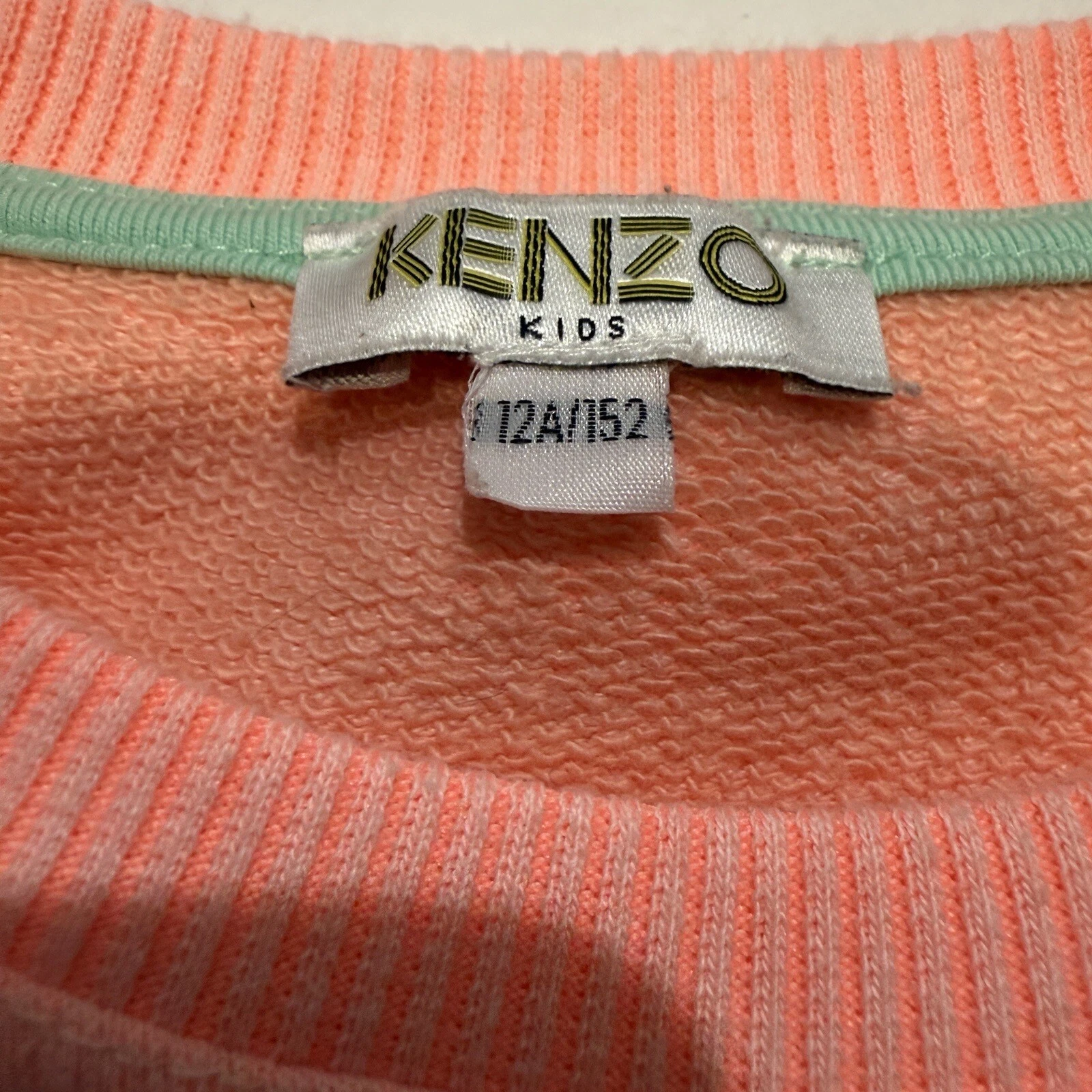 Maglione Kenzo bambina rosa chiaro ricamato tigre taglia L felpa grafica donna