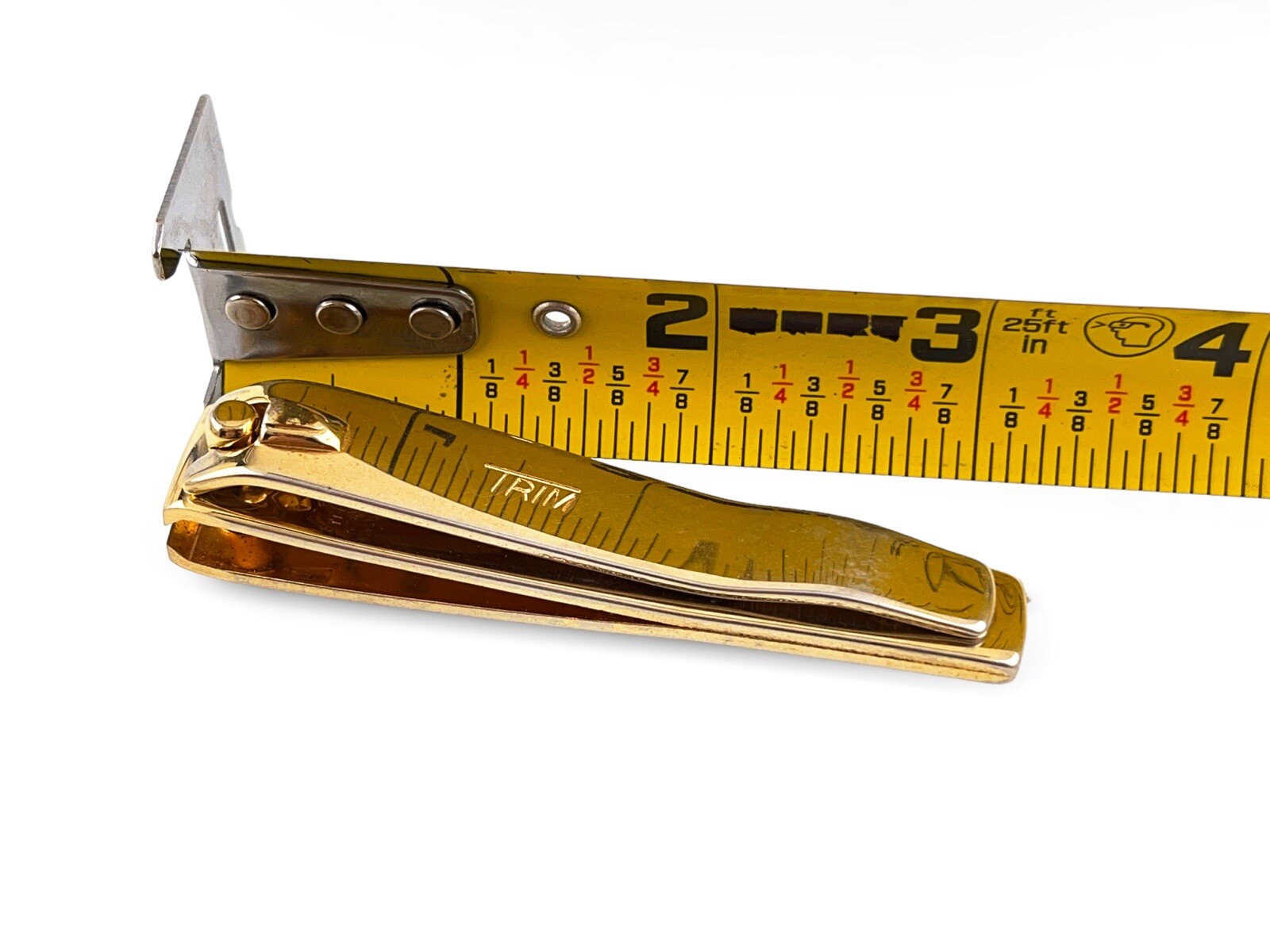Vintage 3 1/4" TRIM BASSETT USA 72 Nail Clipper Gold Tone For Fingers
