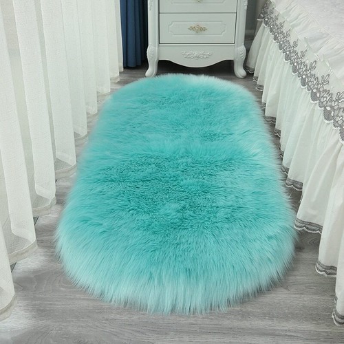 Tappeto ovale soffice pelliccia sintetica peluche camera da letto tappeti comodino peluche - Foto 18 di 32
