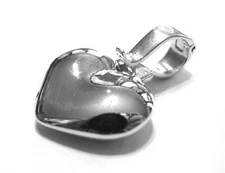 Kaedesigns, Genuine 9ct Heavy Full Solid White Gold Heart Pendant With Enhancer