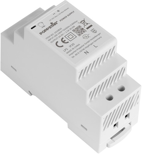 Poppstar Netzteil für Hutschiene 24V DC 1,5 A 36W (Input 100-240V AC) - Bild 2 von 5
