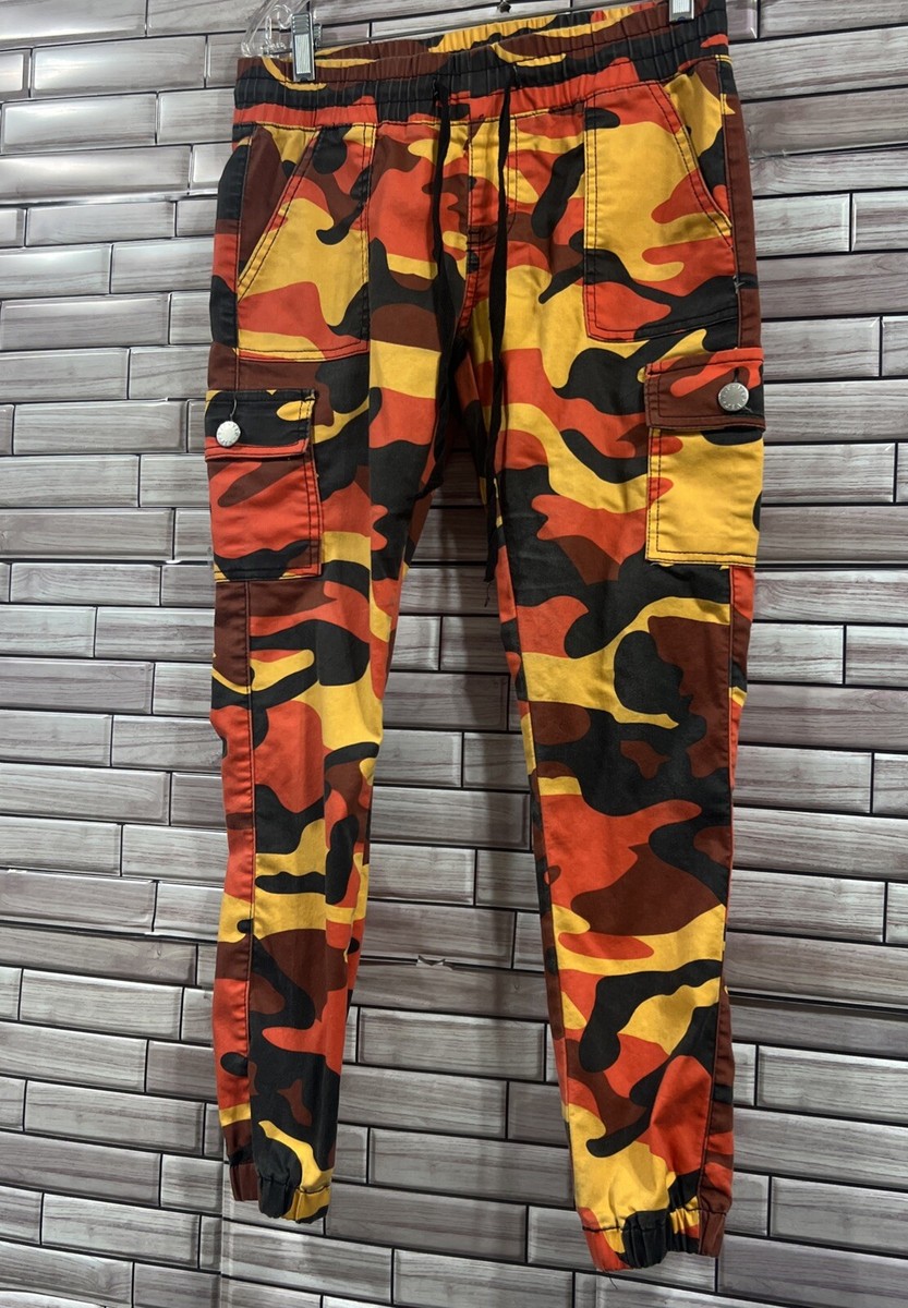 VIP Jeans Pants Womens8 Orange Black Yellow Lava Camo Jogger