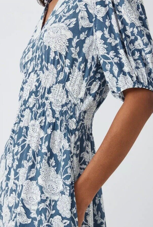 John Lewis Midi Dress Size UK 14 Sheered Floral Floaty Lightweight