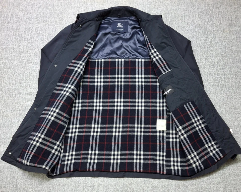 Burberry London Coat Jacket Men's Winter Lined Wool Nova check Blue Size 3 /M - Image 2 of 4