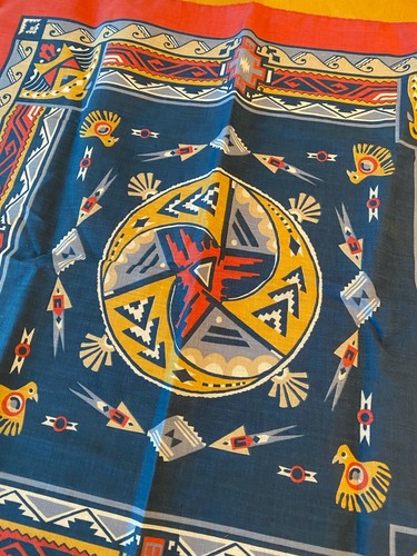 VINTAGE WAMCRAFT 50/50 SOUTHWESTERN EAGLE USA MADE BANDANA - Picture 3 of 4