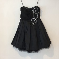 Alice And Olivia Sz XS Black Rhinestone $550 Pleated Strapless Dress New w/Tags