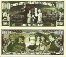 The Munsters 1964 1966 Million Dollar Bills x 2 New