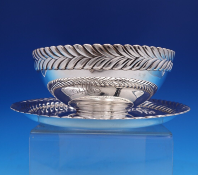 Tiffany and Co Sterling Silver Dip Dish and Plate Set 2pc #8175