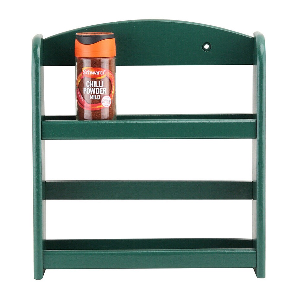 Green/Grey/Cream/Beech Spice Rack 2 Tier Wooden Holder Kitchen Storage ...