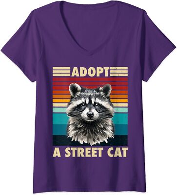 Raccoon Vintage Retro Racoon Gifts Funny Love Animals Ladies' V-Neck Tshirt