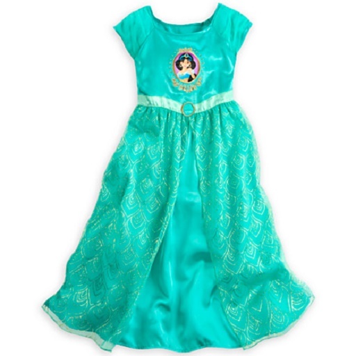 DELUXE~JASMINE~Green~Gold Foil~Nightgown~ALADDIN~NWT~Disney  Store~STAMP~2015 | eBay