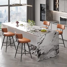 Set of 2/4 Bar Stools Swivel Counter Height Stools Upholstered for Kitchen/Pub