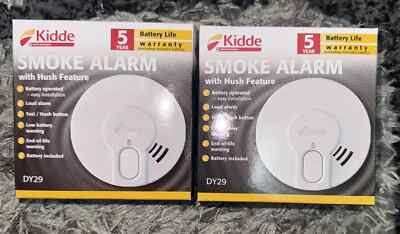 2 x KIDDE RAUCH FEUERMELDER FÜNF JAHRE GARANTIE DY29 TEST DRÜCKKNOPF x 2