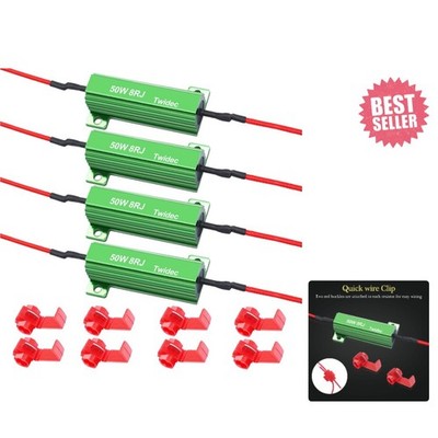 4Pcs 50W 8Ohm LED Load Resistors For Fix LED Hyper Flash Turn Signal Light Bu...