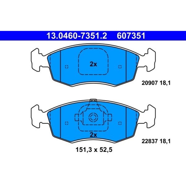 ATE 13.0460-7351.2 Bremsbelagsatz FüR Fiat Strada 178 278-image