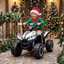 12V Kids ATV Quad Car with Forward  Backward Function, White