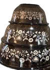 Vintage Pyrex Amber Festive Harvest Nesting Bowls Set Of 3 (1) Lid