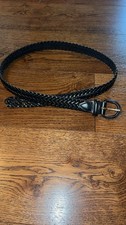Vintage 80s Black Leather Braided Belt M/L Up To 38 Inch Waist Capezio Argentina