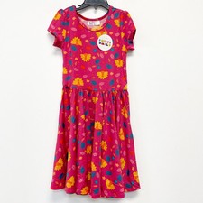 Dot Dot Smile Girls Pink Autumn Turkey Print Cap Sleeve Dress Size 5/6
