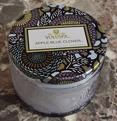 NEW VOLUSPA APPLE BLUE CLOVER PETITE JAR CANDLE 3.2 OZ  RARE CANDLE!!