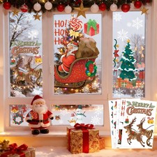 Christmas Party Decorations - Snowflake Window Clings Stickers for White Red