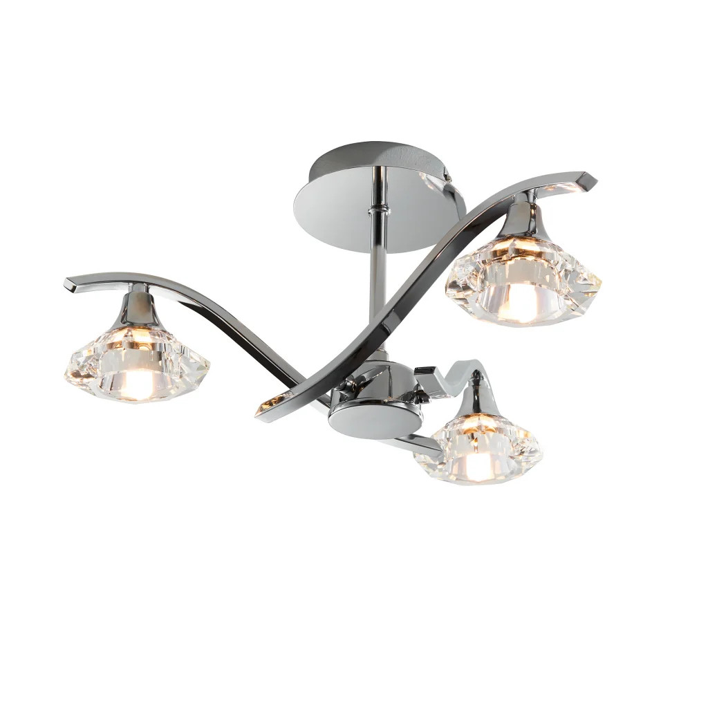 Ceiling Light Silver Langella 3 Chrome Endon LANGELLA-3CH