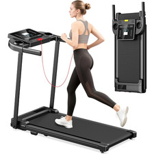 Foldable Treadmill With Handlebar Walking Pad Quiet Running Jogging Machine LED